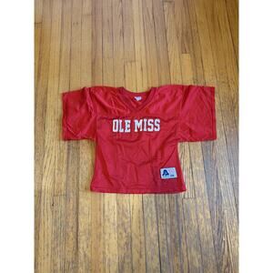 Vintage Ole Miss Rebels Jersey Boys Medium Red NCAA Football Sports Belle USA